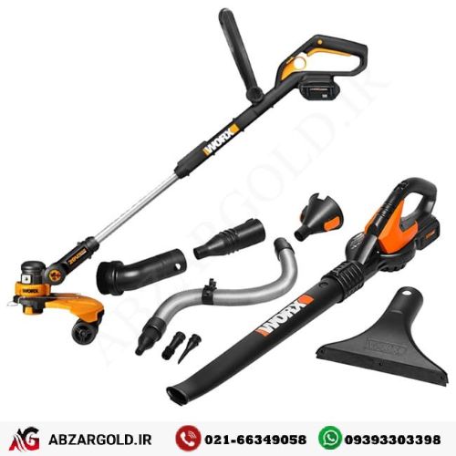 علف زن چمن زن و دستگاه دمنده مکنده ورکس 32 ولت WORX WG575.1 WG175.1