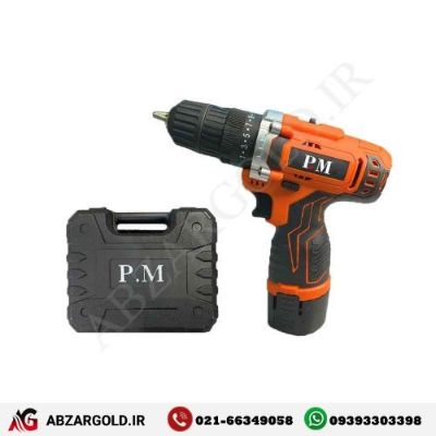 دریل پیچ گوشتی شارژی 12ولت لیتیوم دوباطری پی ام مدل PM2