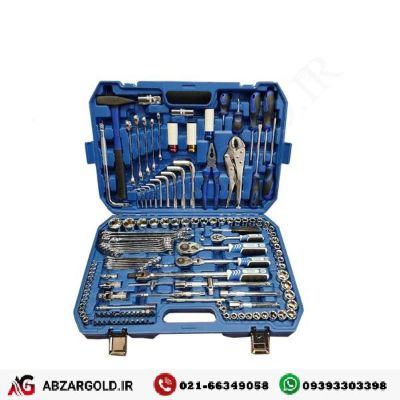 مجموعه جعبه ابزار و بکس 146 عددی  آبی باس مدل Bs-146