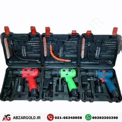 دریل پیچگوشتی شارژی رنگی دو باتری 12 ولت باس مدل BS18b